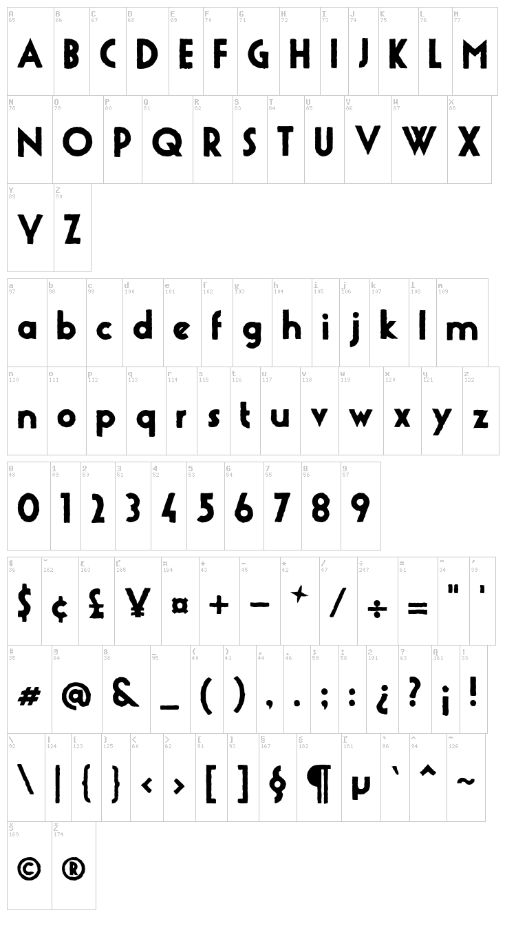 Urban Stone font map